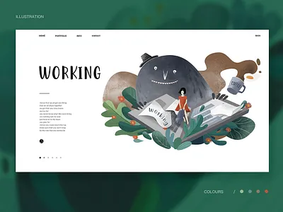 working coffee design girl illustration ui work