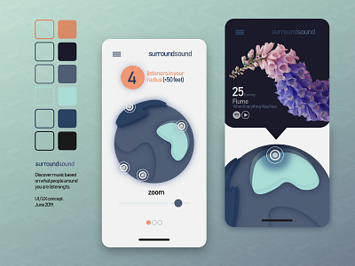 Mobile Application – Surround Sound akshay app app design branding chameleon design dinakar firm illustration illustrator interface mobile mobile app design music portfolio product design ui ux vibrant website