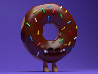 Dona de chocolate 3d 3d art 3dartist arte 3d bakery c4d charachter design cinema4d colors creación de personaje donuts illustration ilustración kawaii render