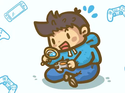 The Game Collector gamer illustration vector