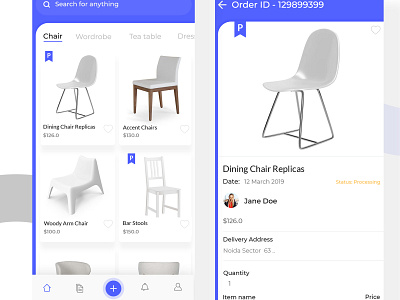 Furniture Shopping App application design cards design ecommerce furniture interface design shop shopping shot ui