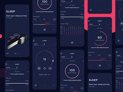 Smart Mattress App amart app app app design controls data design home automation sleep smart bed smart home smart mattress statistics stats uiux