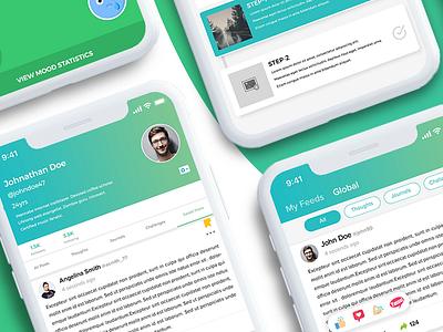 Social Networking App Concept cards feeds interface design mood networking posts shot social trends ui