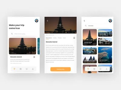 Exploration trip app app booking bookmark card exploration explore nav navigation profile profile card search travel ui ux
