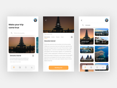 Exploration trip app app booking bookmark card exploration explore nav navigation profile profile card search travel ui ux
