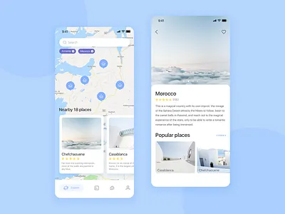 Travel app 01 app blue card clean design travel app ui