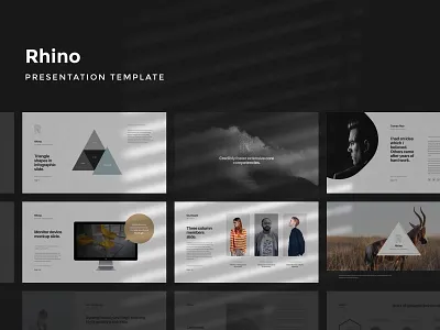 Rhino Presentation Template brand branding creative creativemarket deck design gallery keynote layout logo marketing minimal minimalistic modern portfolio presentation slide style template typography