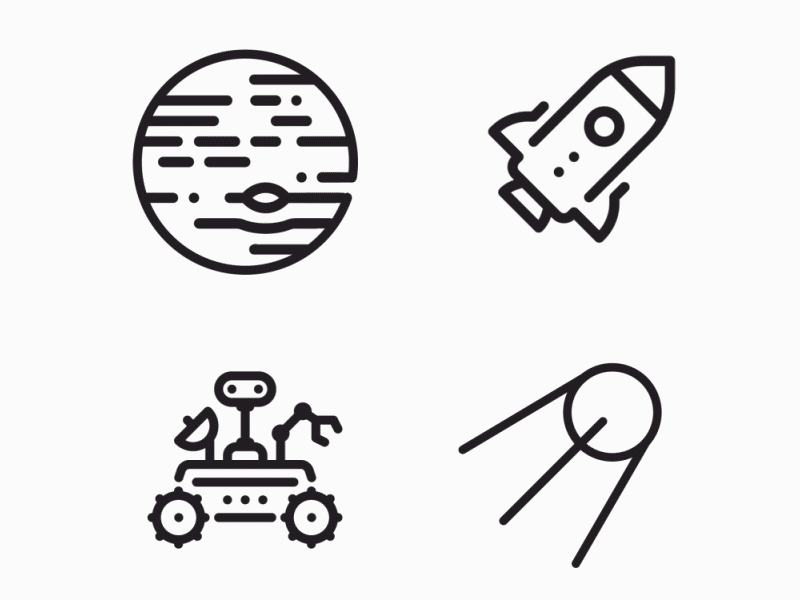 Space 2d animation aftereffects animation gif graphic planet robot rocket space