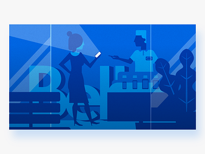 Retailer blue design flat graphic illustration modern phone retail simple store vector woman