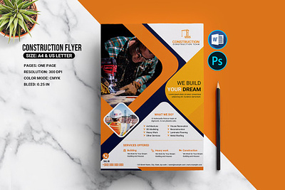 Construction Company Flyer building construction construction blueprint construction business construction company construction company flyer construction proposal design electrical engineering flyers house building interior design maintenance ms word multipurpose photoshop template plumbing render tower