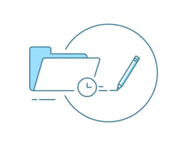 Early Case Assessment files folder illustration pencil time
