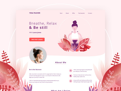 Yoga Teacher design digital art graphic design hero image hero image illustration home page illustration landing landing page art landingpage minimal ui ux web web design website yoga yoga design