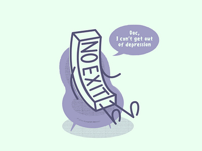 No exit anxiety character depression illustration melancholia mood no exit sad sign