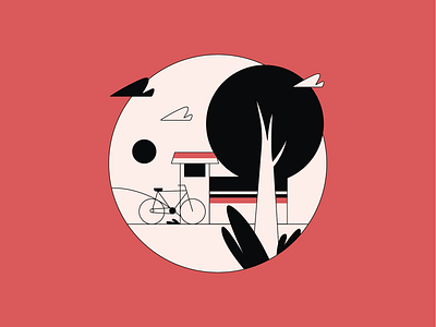 Scenary home icons illustration lineart nature scenary