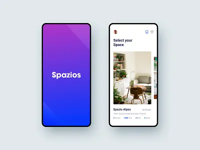 Spazios App app clean departments gradient loans real estate simple ui ux