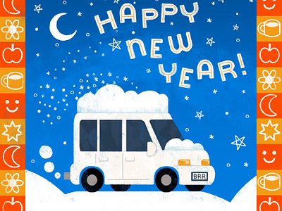 Happy New Year! art car car illustration cute design digital digital illustration drawing happy new year illustration new year new year 2023 robin sheldon winter