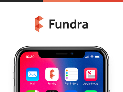 Fundra Logo abstract accountability app donations f logo finance app funding fundra fundraiser icon identity iphone mark mockup money nonprofit startup symbol transparency ui