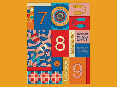 Another day, another dongle art design illustration pattern poster poster design print retro retro poster retrowave