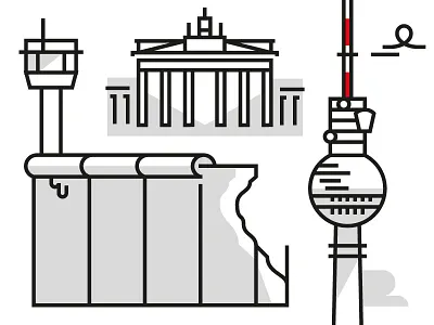 Wall + Gate + Tower berlin illustration infographic monoline print vector vektorgrafik