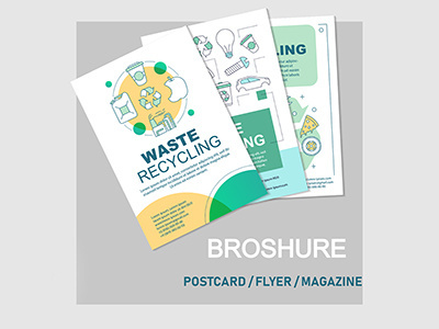Waste recycling brochure design branding brochure concept cover design eco ecofriendly ecology flyer green icon illustration layout print recycling style typography vector waste zerowaste