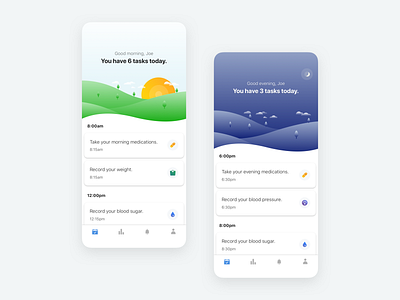 Health Tasks health app healthcare illustration mobile app product design ui ux