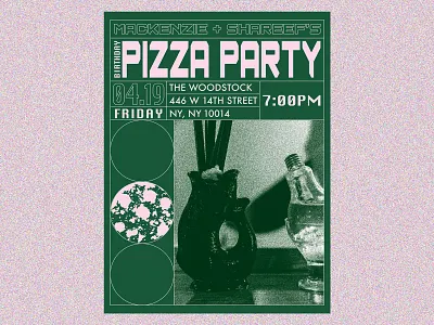 Pizza Party Invite digital art illustration invitation invitation design invitations invite party invite poster poster art poster design posterdesign retro retro art retro design retro poster retrowave the woodstock woodstock