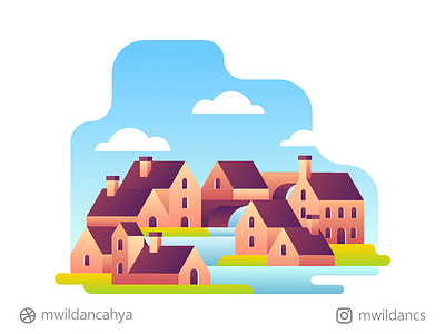City Above The River affinity designer artwork city concept creative design flat flat design flat illustration house illustration illustrator madeinaffinity river riverside vector vector art vector illustration vector inspiration village