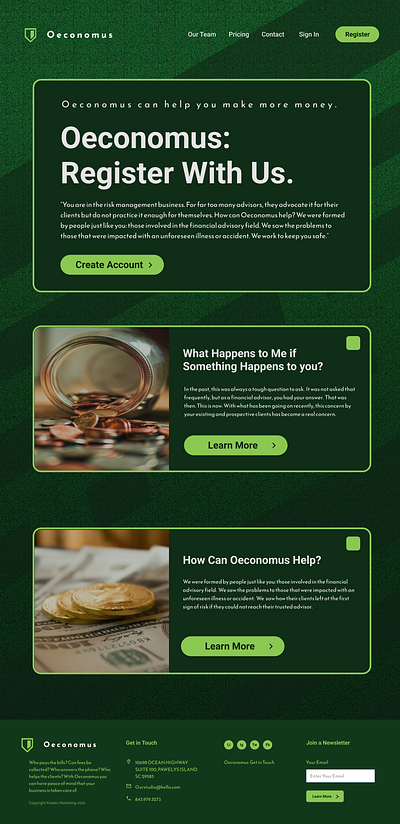 Oeconomus Register Page design ui ux