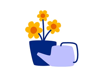 Growth 🌼 flowers growing growth illustration kettle pot sunflower