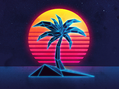 Digital Paradise 1980s art design illustration illustrator outrun photoshop retro retrowave signalnoise synthwave vaporwave