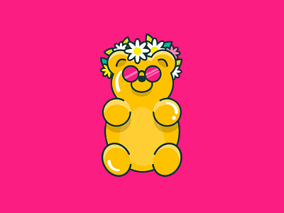 Summer Gummy 🌸 candy character flat flowers gummy gummy bear illustration smart smartsweets sugar sunglasses sweets