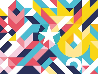 Auth0 BA Mural color design draw geometic graphic logo mural pixel shapes vector