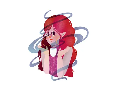 Tea time magic art design drink elena greta hot illustration illustrator ipad pro magic portrait procreate red hair redhead steam tea