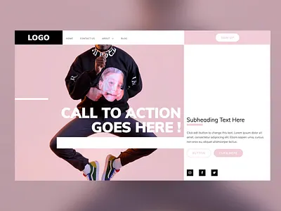 Minimal Hero Template black design elementor elementor pro envato guadalajara interface landing design landing page mexico minialista modern pink template ui ux web