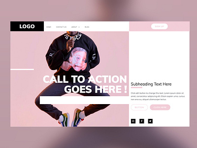 Minimal Hero Template black design elementor elementor pro envato guadalajara interface landing design landing page mexico minialista modern pink template ui ux web