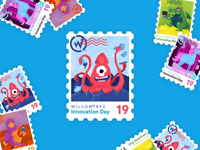 Innovation Day Kraken 2019 character illustration innovate innovation innovation day kraken magical postage stamp sticker