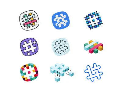 SO MANY SLACK LOGOS cube enterprise grid grid logo slack tech