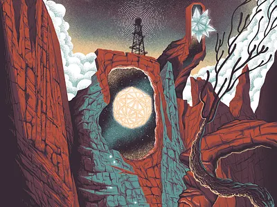 Moe., Mike Gordon and White Denim at Red Rocks gigposter illustration ink poster screenprint