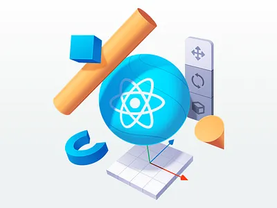 VR Applications using React 360 3d code coding course developer gradient illustration menu program shape sketches vr