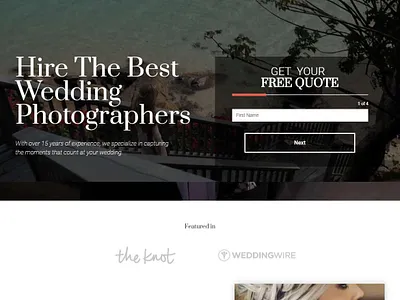 Landing Page Wedding Photographers design landing page landing page design landing page ui ui unbounce unbounce design unbounce landing page ux web design
