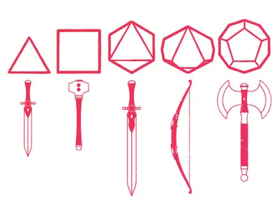 Weapon Die dice dnd dungeons and dragons gradient icons tabletop rpg weapons