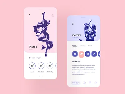 Daily Horoscope app art astro astrologic color concept design flat gui horoscope light minimalistic mobile mystic prediction tarot ui