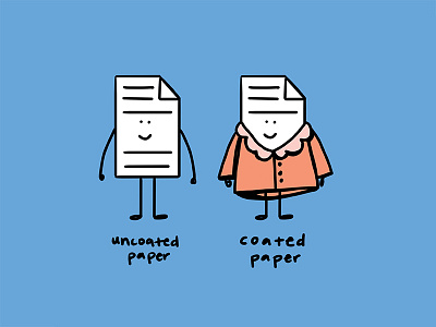 Coated and Uncoated blue character coat coated design illustration paper peach uncoated