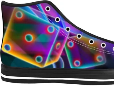 Neon Dice Hi Top Shoes abstract bright colorful design dice neon shoes
