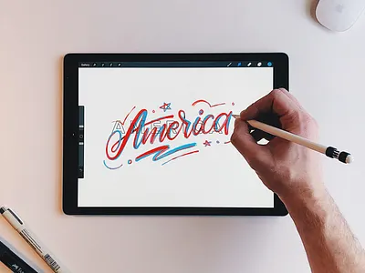 America 4th of july america hand lettering independence day ipad lettering lettering procreate red white and blue textures