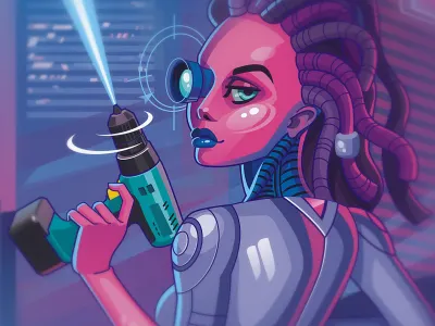 NW character cyberpunk design future illustration vector