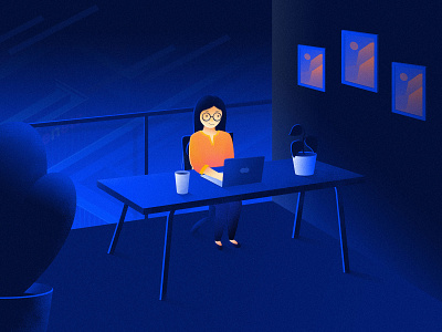 Overtime design illustration office