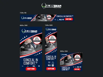 Alien Gear Holsters Banner Design ad advertisement banner banner ad design google ads illustration instagram banner nisha nisha droch nisha f1