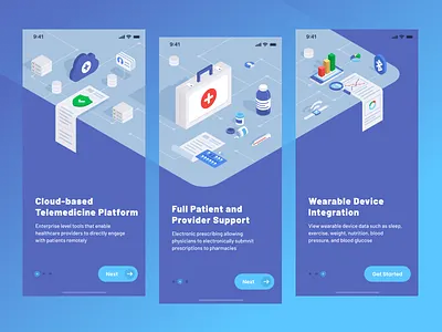 Telemedicine Onboarding app design figma health app healthcare healthcare app illustration interface medicine medtech mobile onboarding telemedicine typography vector