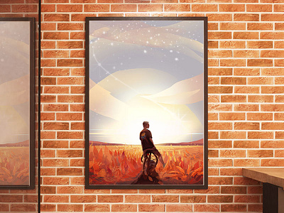 The boy in the field field flat free illustration light sensation warm